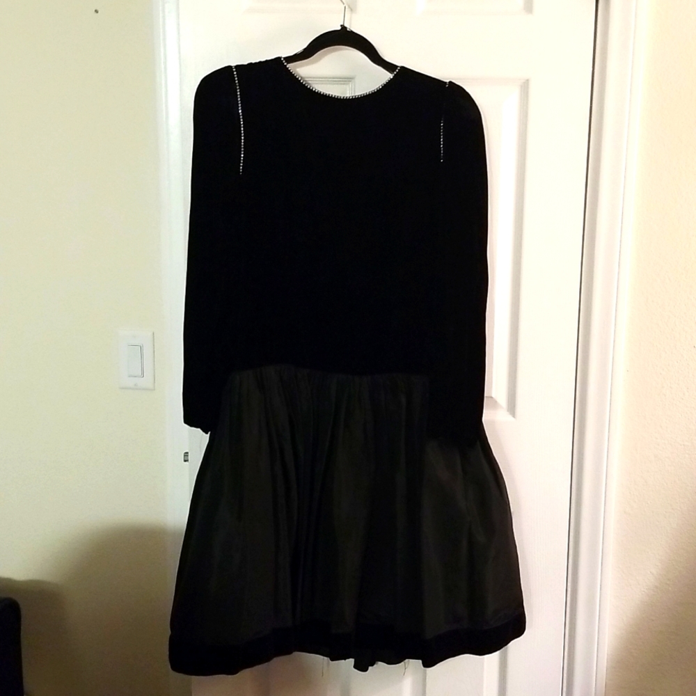 Black Velvet and Taffetta Cocktail Dress